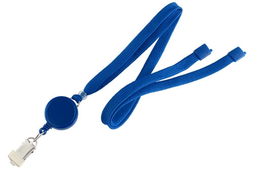 3/8" Polyester Breakaway Lanyard with Badge Reel and Card Clamp, Qty = 100