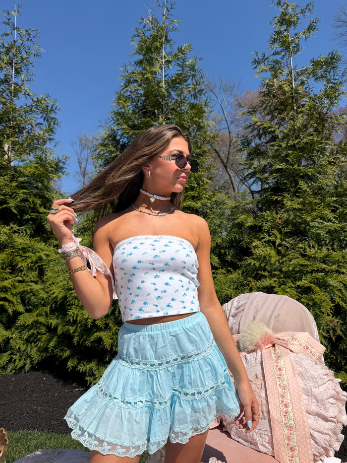 Alexa Blue Flower Tube Top