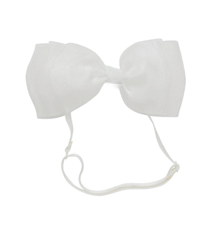 Allie Bow White Organza Headband Wrap