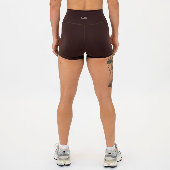 Chocolate No Front Seam High Rise Spandex Shorts