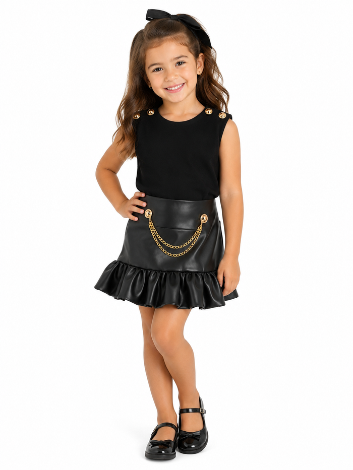 Black Chain Ruffle Skirt