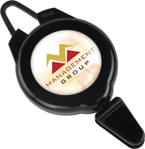 Black Plastic Ski/Sports Badge Reel with Flex Hook and Snap Closure, Qty = 25