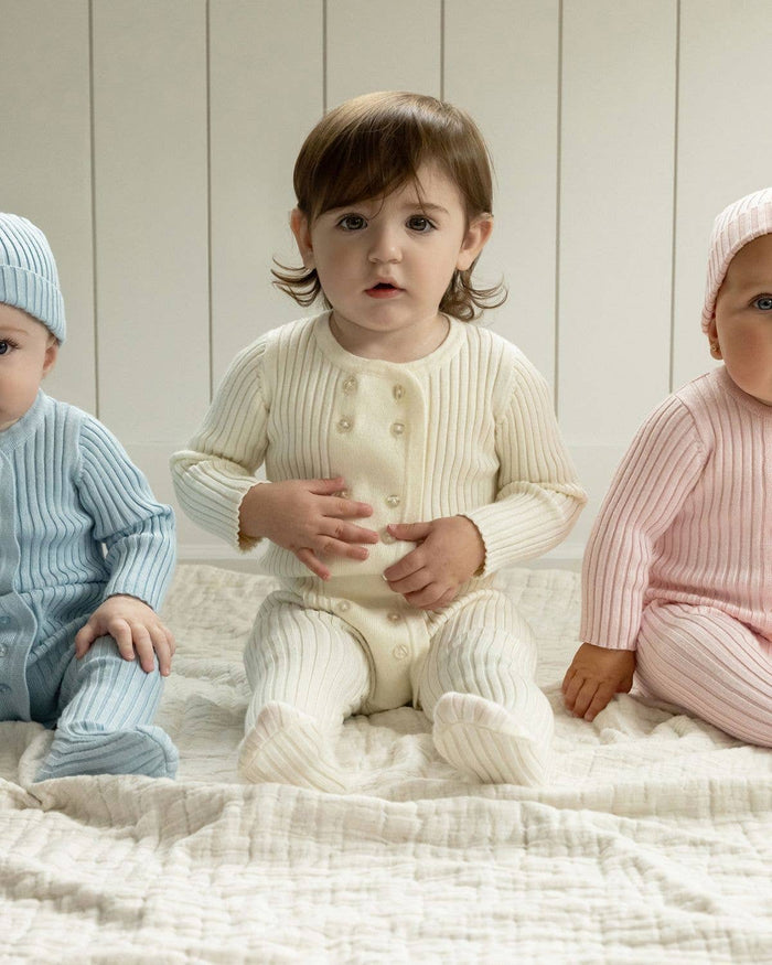 Blake Sweater Rib Footie & Beanie Set