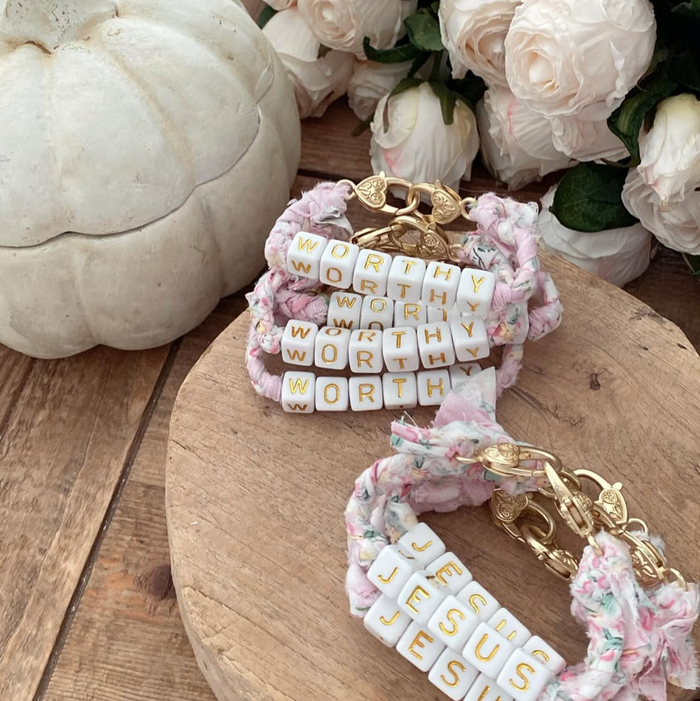 Block Letter Bespoke Clasp Bracelets