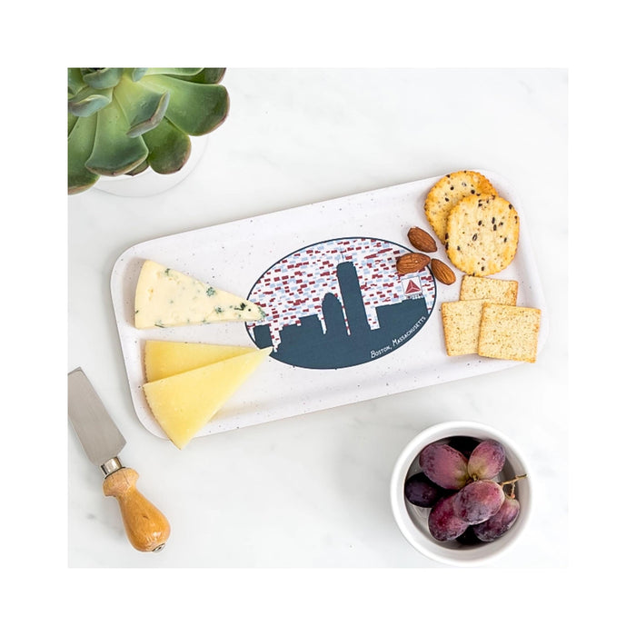 Boston Skyline Birch Serving Tray - in use