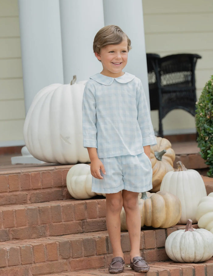 Bryton Light Blue Gingham 2-pc Boy set