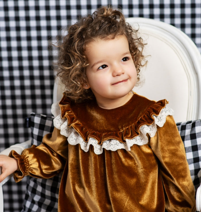 Carol Mustard Velvet Dress