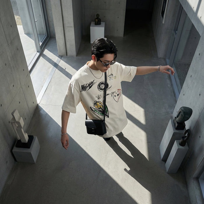 T-Shirt oversize imprimé créatif, style streetwear unisexe - Koreanxwear