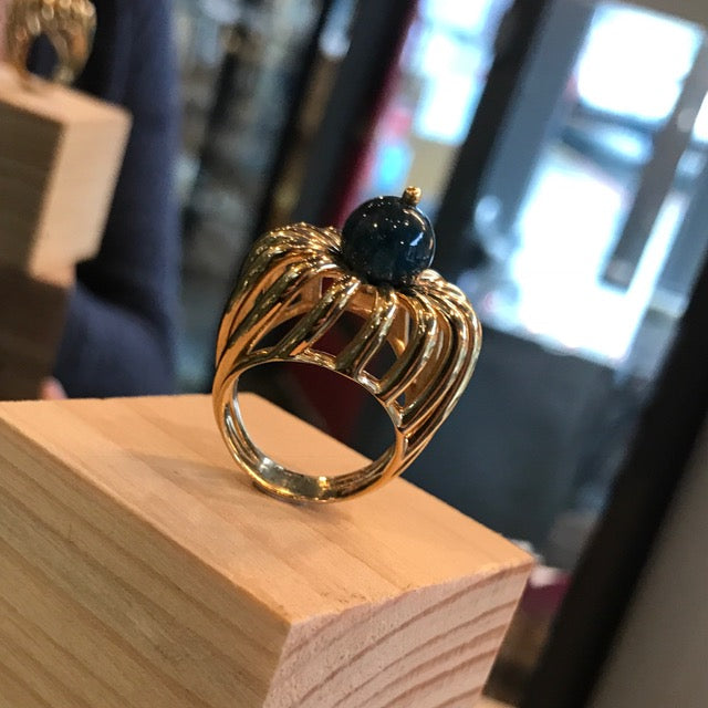 Crown Ring with Apatite gold