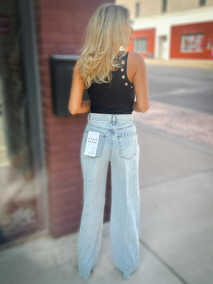 Daze Denim Far Out High Rise Wide Leg in Lets Dance