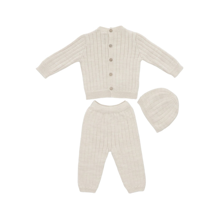Drew Beige Boy Knitted 3-Pc Set