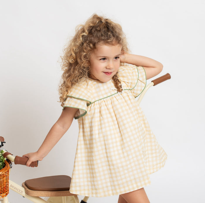 Emilia Gingham Yellow Girl Dress