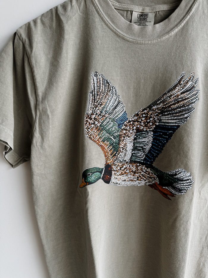 Faux Rhinestone Mallard Duck T-Shirt