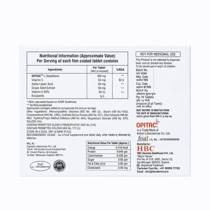 Glutessa Skin Brightening & Whitening tablet 1 x 10 Tab