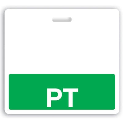 Green "PT" Horizontal Badge Buddy - 1350-2159, Qty = 25