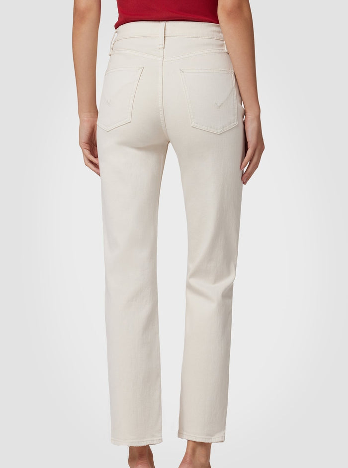 Hudson Remi High Rise Straight Ankle in Distressed Egret