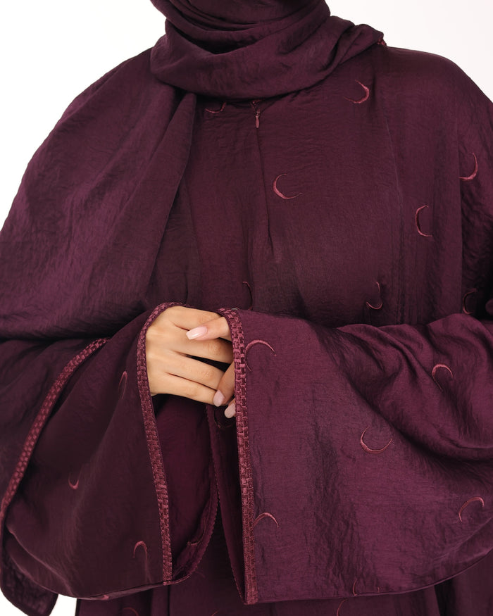Maroon Ahlam Prayer Abaya-Kids