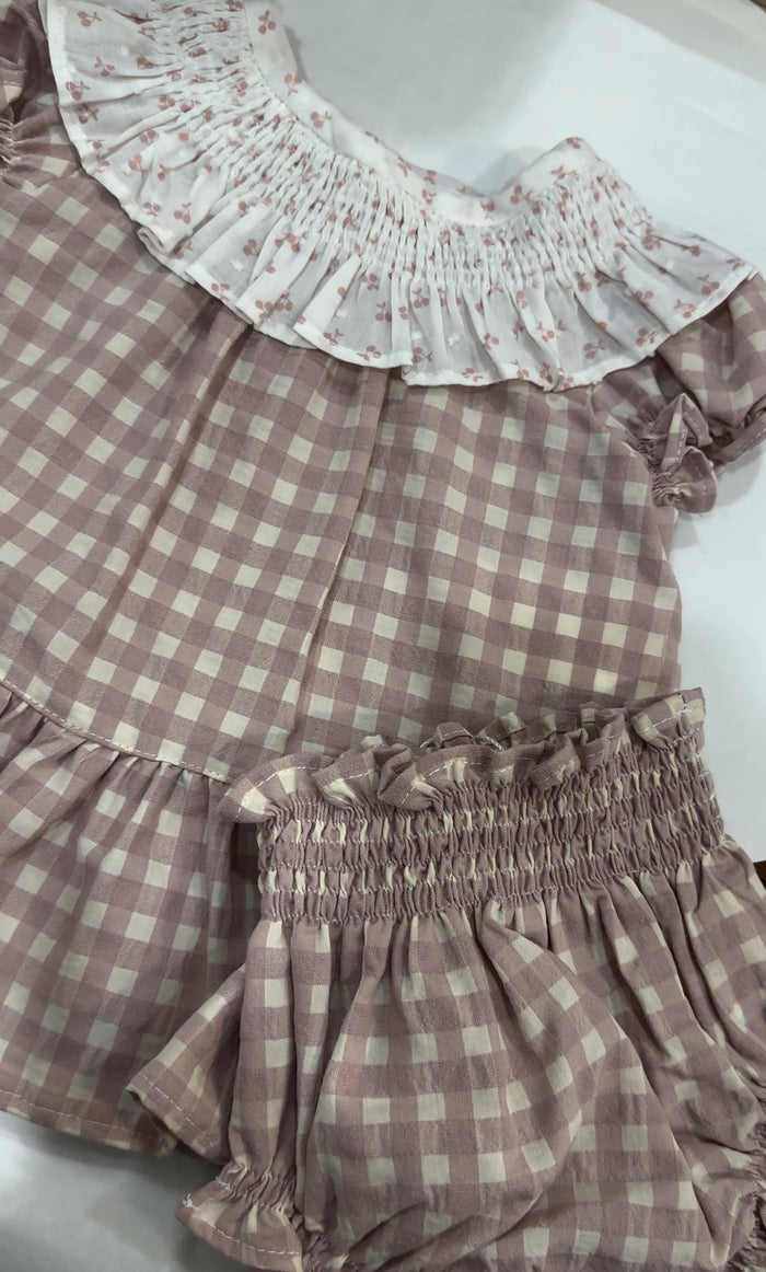 Melissa Purple/Dusty Pink Gingham Girl 2-piece set