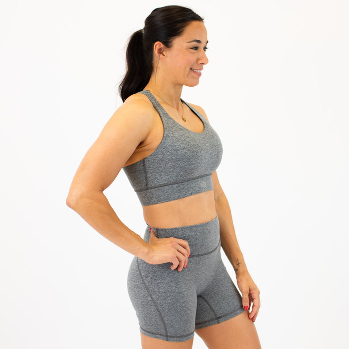 Heather Asphalt High Support Sports Bra - Mia