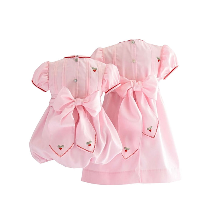 Mistletoe Pink Embroidered Girl Dress