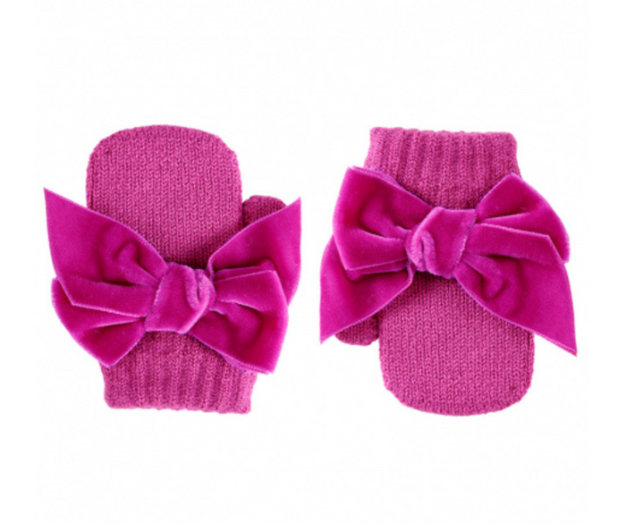 Nathalie Velvet Bow Mittens - Piccoli & Co