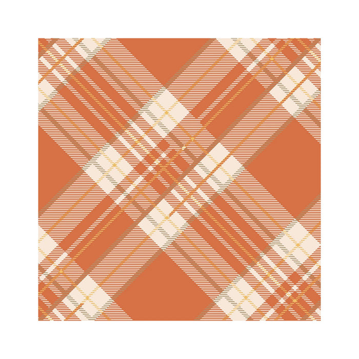 Orange Plaid Beverage Napkins