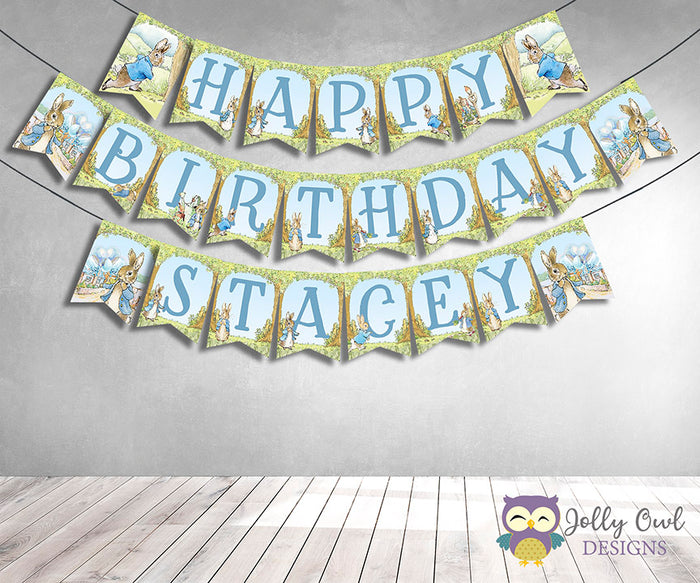 Peter Rabbit Printable Banner - Happy Birthday