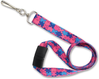 Pink/Blue/Navy Autism Awareness Lanyard, Qty = 100