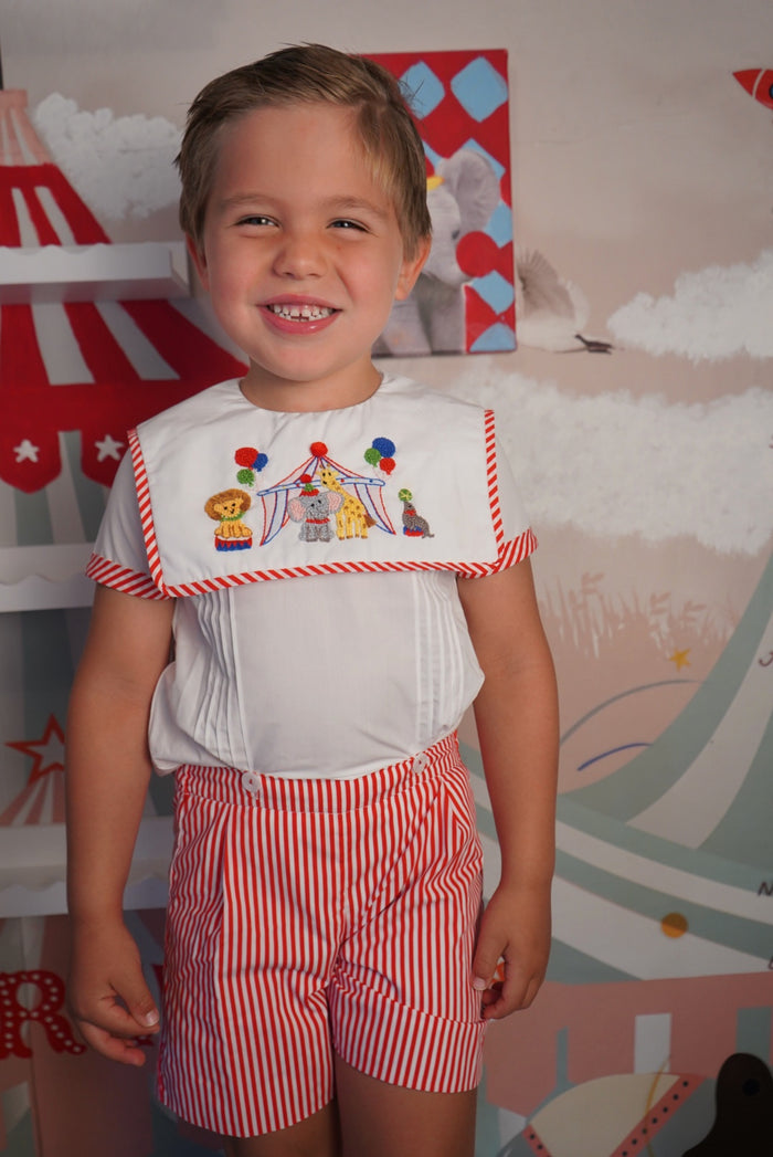 PREORDER Circus Animals Red French Knot 2-Pc Set (SHIPS END OF SEPT)