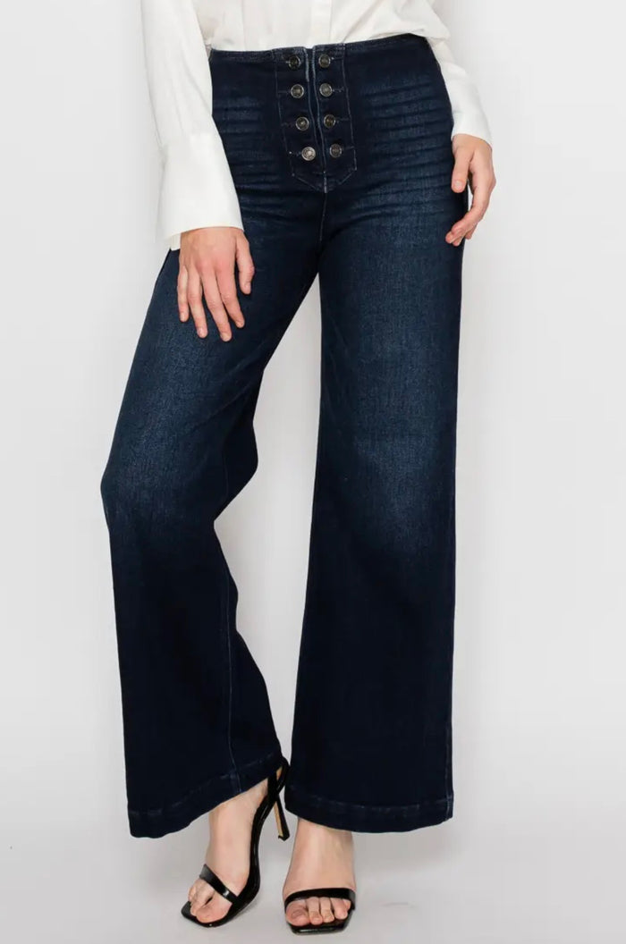 RESTOCK :: Eco Friendly Ultra High Rise Slim Palazzo Sailor Jeans
