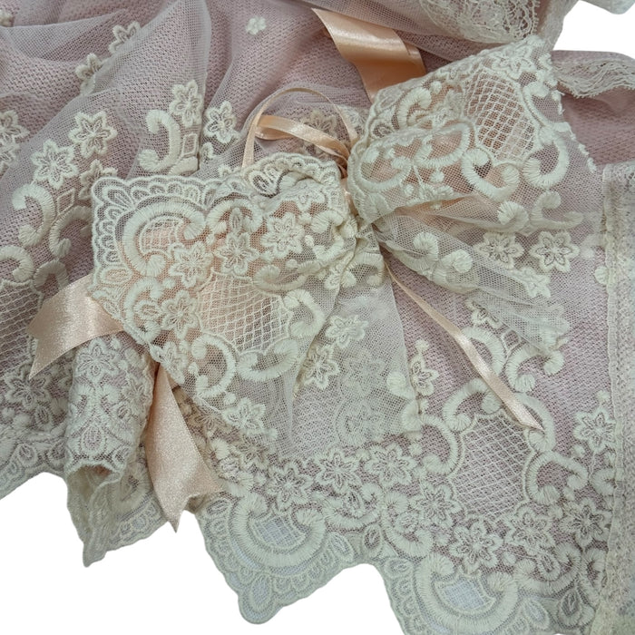 Roman Dusty Pink Lace Knitted Blanket