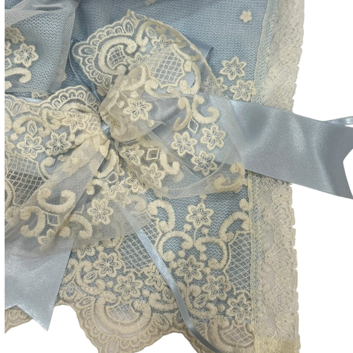 Roman Light Blue Lace Knitted Blanket
