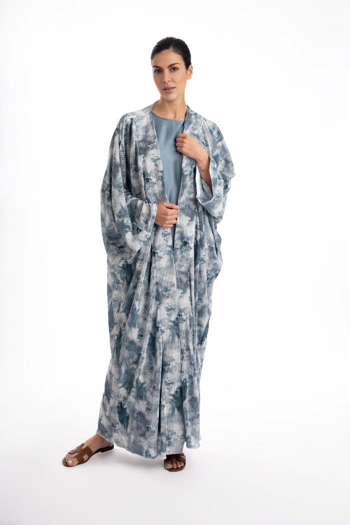Ruba Printed Abaya - Blue