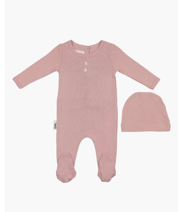 Simple Pointelle Basic Footie and Beanie