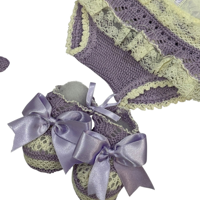 Stephania Sleeveless Luxe Purple/Ivory 4-piece Knitted Set