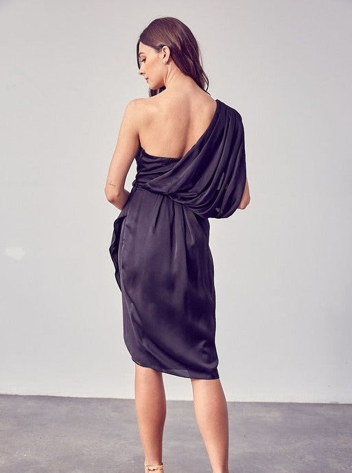 Style Strut Draped One Shoulder Wrap Dress