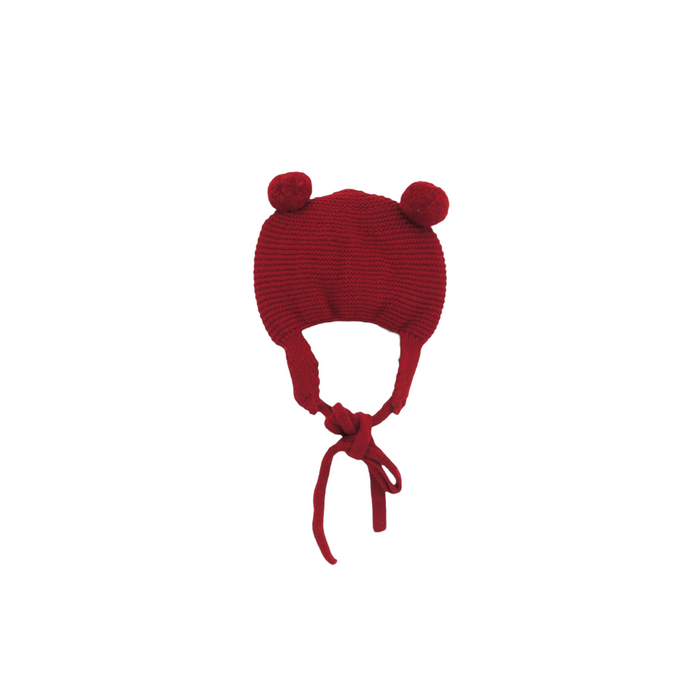 Teddy Red Knitted Bonnet
