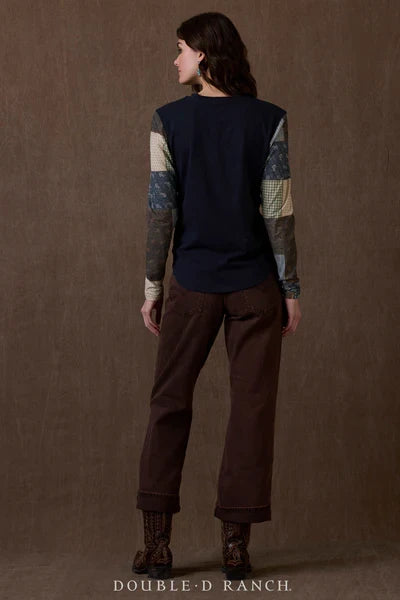 Navy long-sleeve T-shirt with Texas-themed snowball graphic, crew neck