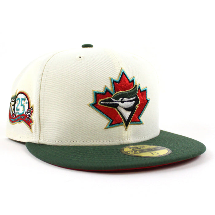 Toronto Blue Jays 25th New Era 59Fifty Fitted Hat (Glow in the Dark Chrome Cilantro Green Red Under Brim)