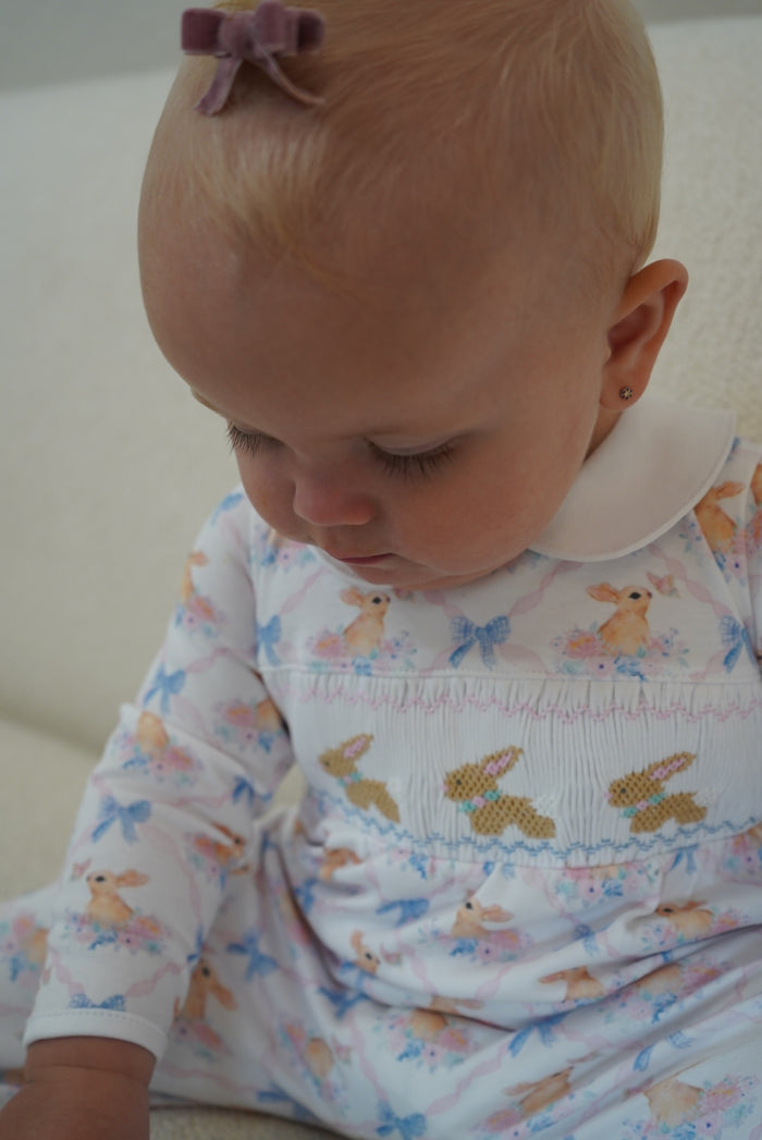 Trellis Bunnies Footie Babygrow
