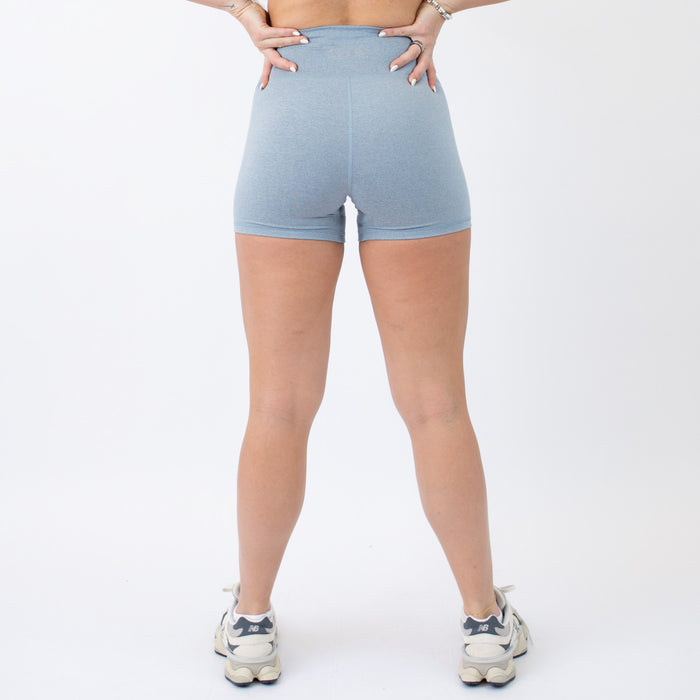 Heather Calm Blue High Rise Spandex Shorts