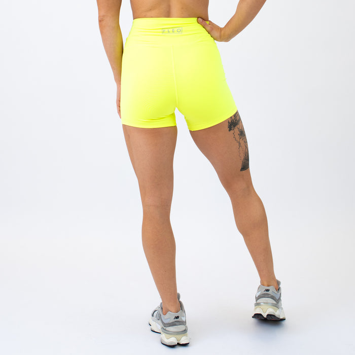 Neon Yellow High Rise Spandex Shorts