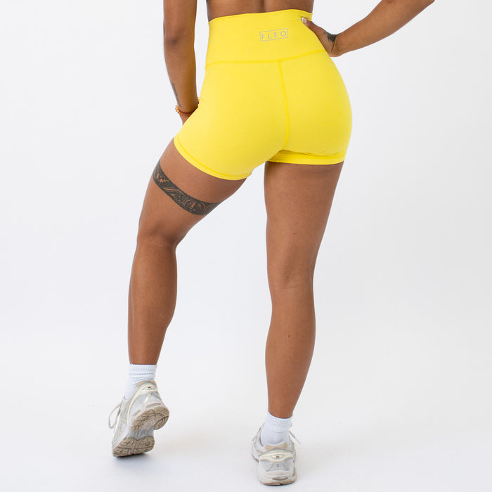 Heather Vibrant Yellow High Rise Spandex Shorts
