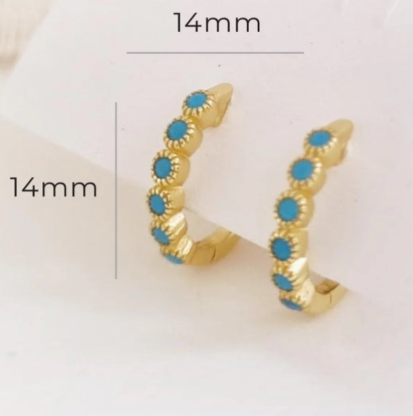 Turquoise Beads Huggies Earrings