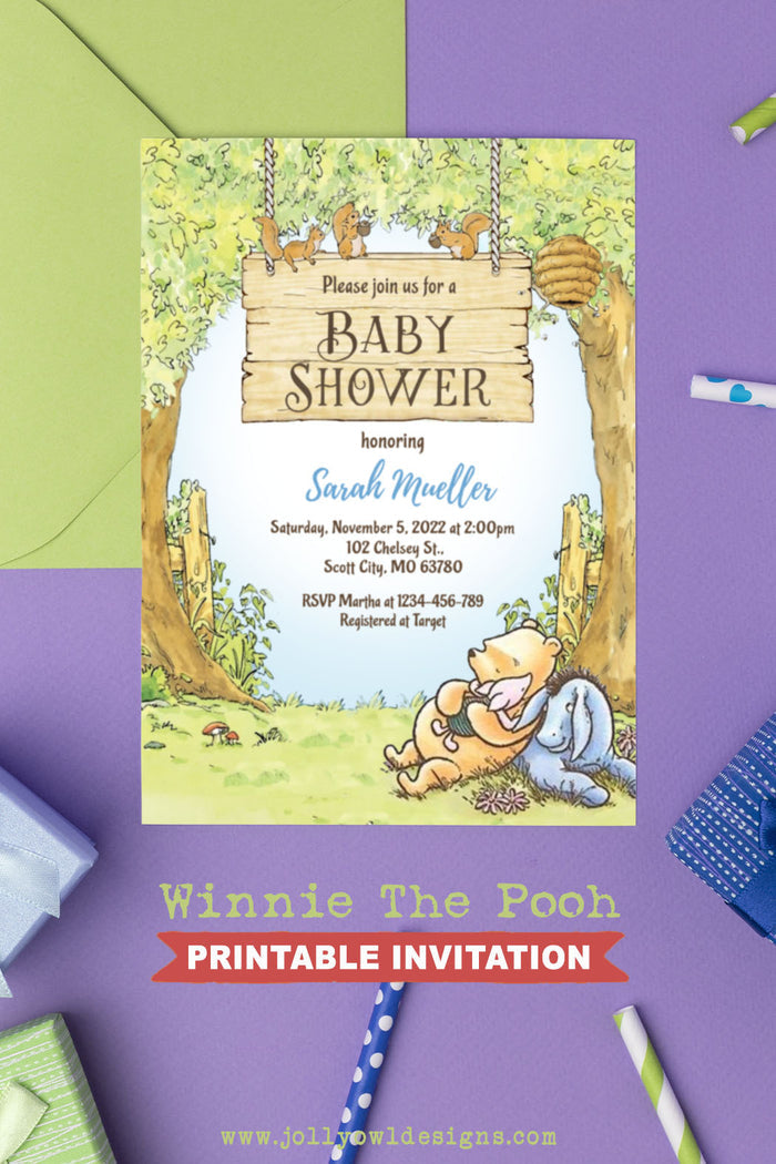 Winnie The Pooh Baby Shower Invitation