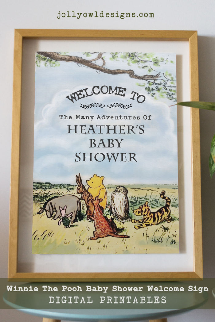 Winnie The Pooh Baby Shower Welcome Sign - Jolly Owl Designs