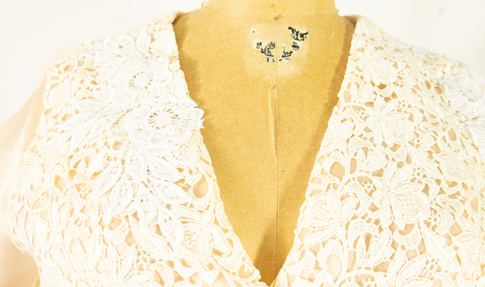 Wrap Lace Top with Satin Faced Organza Sleeves