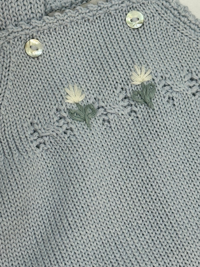 Zoey Knitted Light Blue Embroidered Dungaree