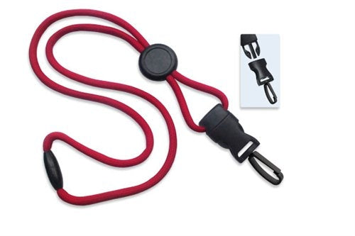 1/4" (6 MM) Round Lanyard with Breakaway, Round Slider and DTACH Plastic Swivel Snap Hook, Qty = 100