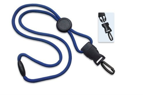 1/4" (6 MM) Round Lanyard with Breakaway, Round Slider and DTACH Plastic Swivel Snap Hook, Qty = 100